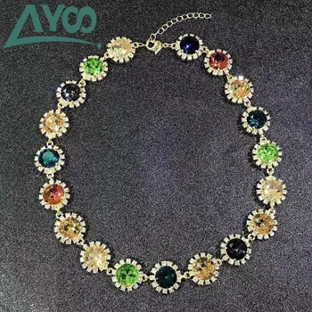 

AYOO high-quality 2020SWA new, stylish glamour jewelry vintage baroque contrast crystal women necklace