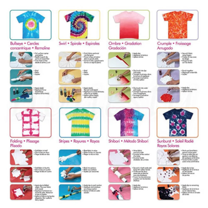 

18Pcs Tulip One Step Tie Dye Kit Textile Permanent Paint Colours Funny