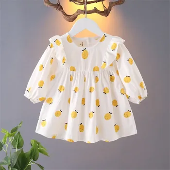 

Baby Girl Dress Autumn 2020 Long-Sleeved Girls Dress New Children'S Wear Lace Small Pineapple Pattern Baby Princess Dress