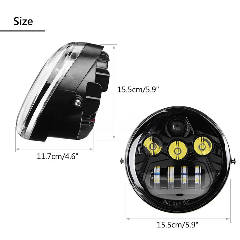 LED Headlight DOT for Harley V Rod VROD VRSCF VRSC VRSCR 2002-2017 Black 33