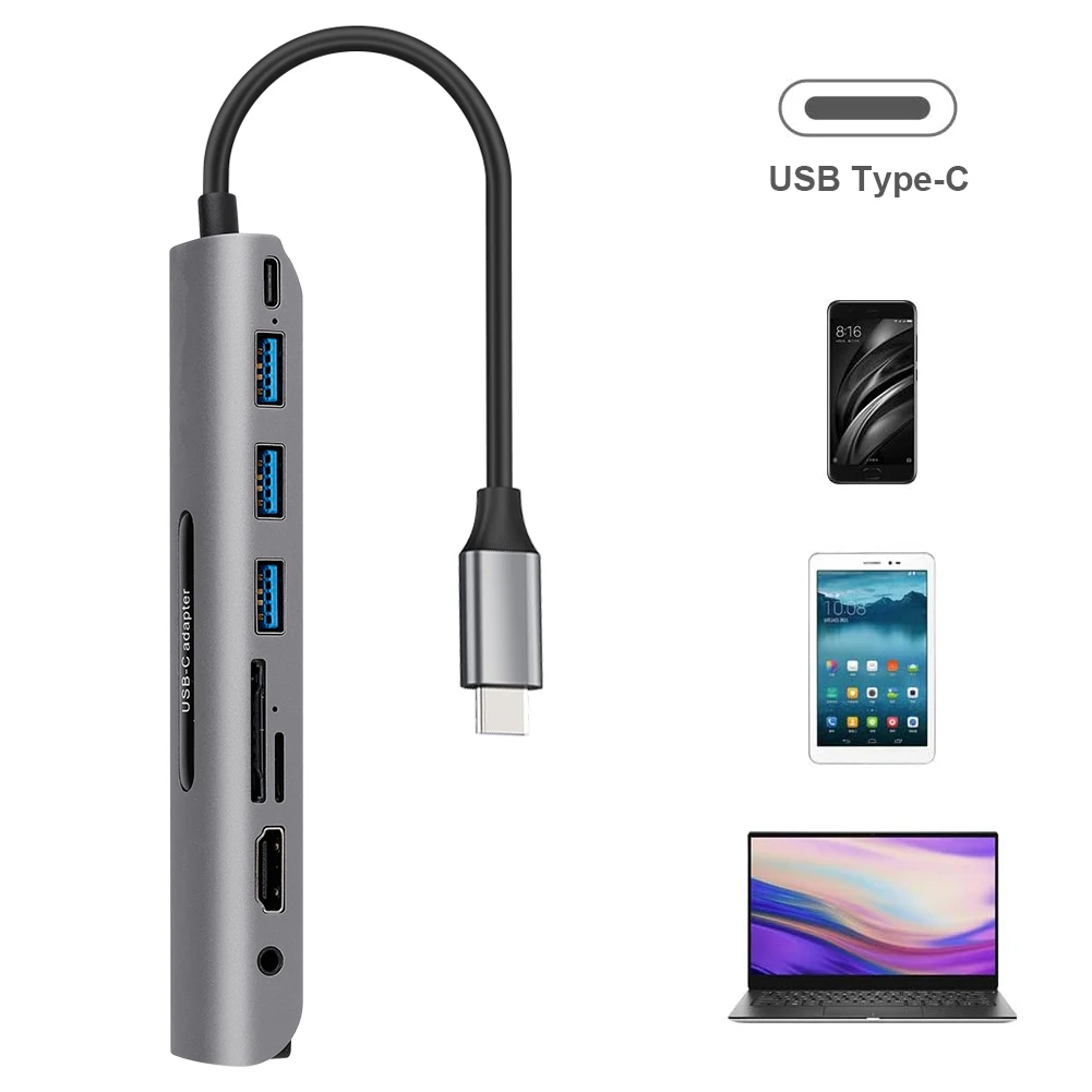 USB концентратор 9 в 1 Тип C адаптер для Ethernet HDMI данных/PD зарядка 3 0 устройство чтения