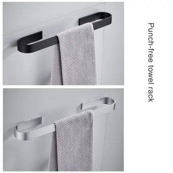 

Towel Rail Rack Towel Holder Bathroom Towels Rack Hanger Black Silver 304 Stainless Steel Wall Hanging Towel Bar Storage Shelf