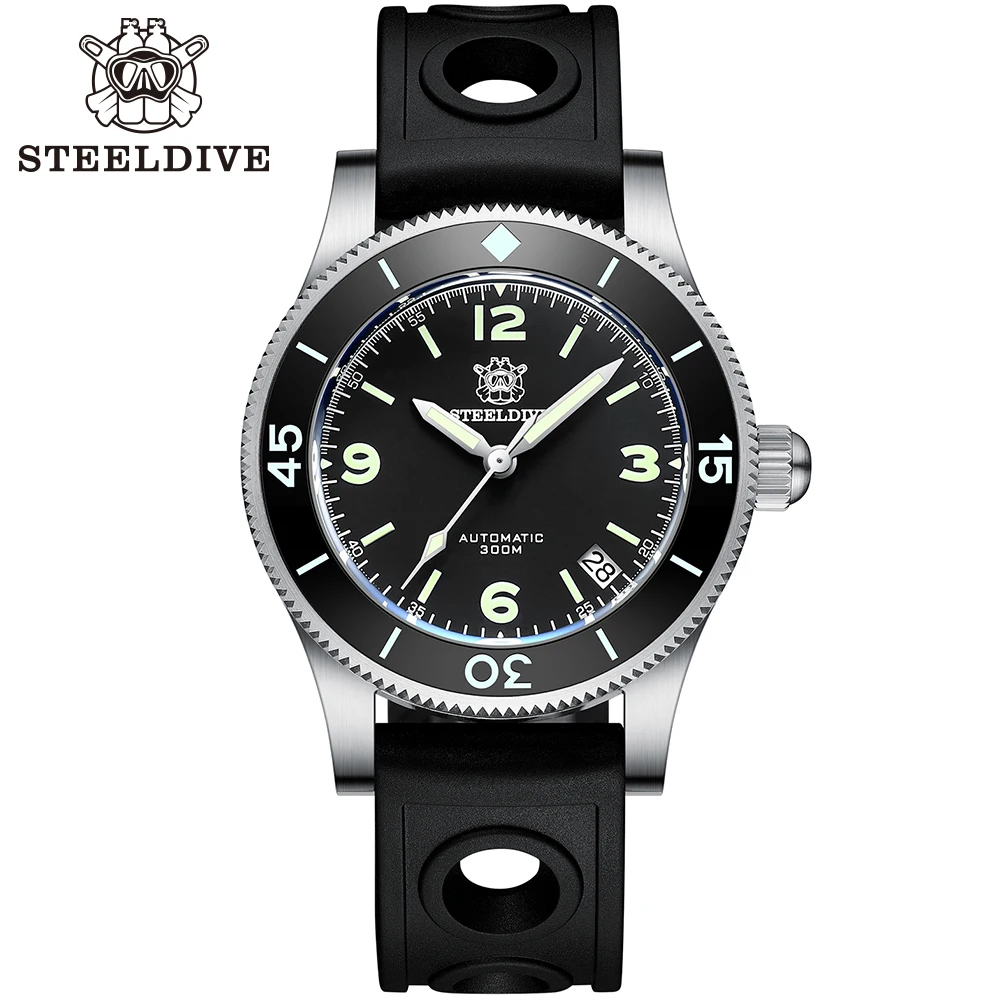 STEELDIVE SD1952 41MM NH35 자동 다이빙 시계 300m 방수 세라믹 베젤 사파이어 기계식 남성용 시계