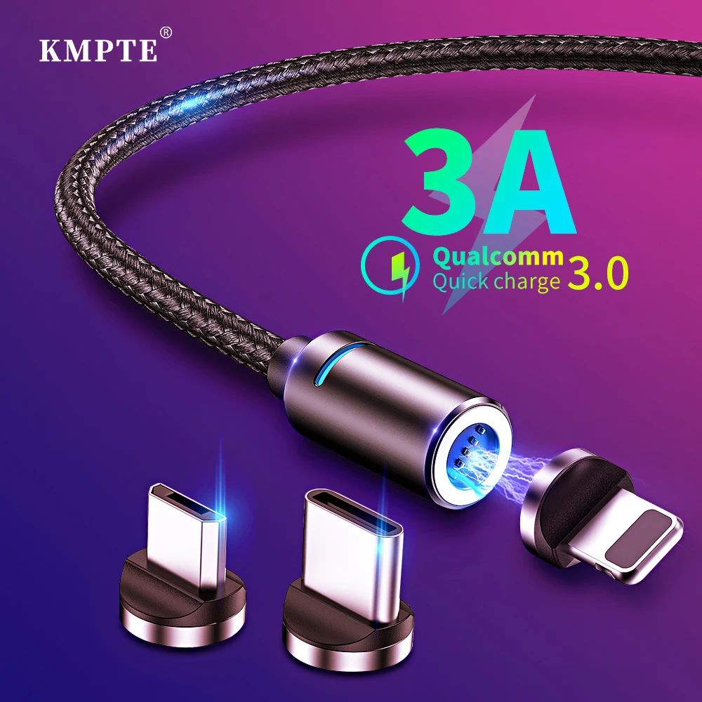 

2M 3A Magnetic Cable QC 3.0 Micro USB Charger Type C USB Cable Fast Charging For iPhone Samsung Xiaomi Huawei Magnet Phone Cable