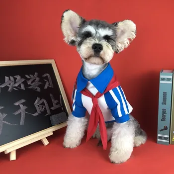 

Dog clothes spring clothes tide brand net red models summer spoof school uniforms Schnauzer Bomei cat teddy sweater pet clothes