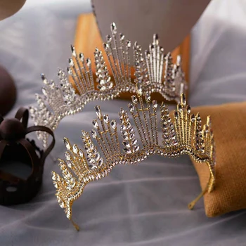 

Royal Princess Brides Tiaras Headpieces Hairbands Clear Crystal Wedding Hair Accessories