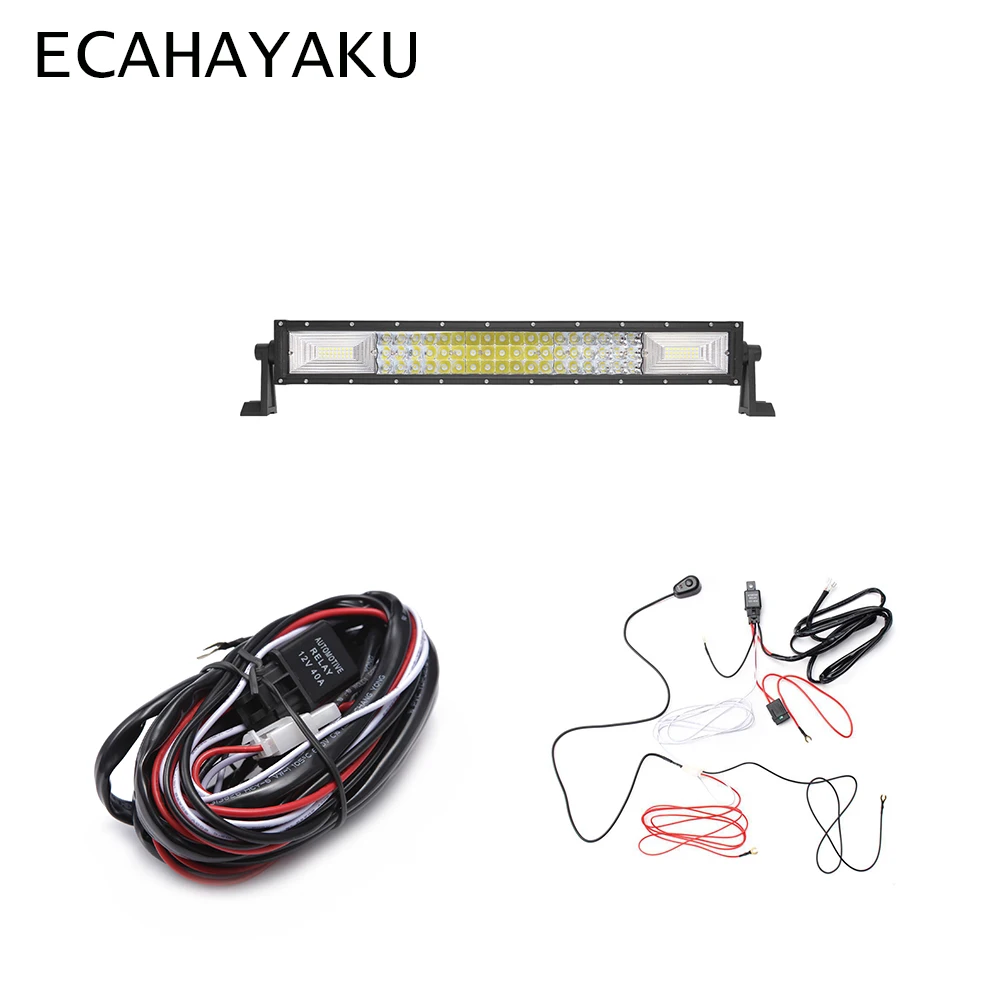 

ECAHAYAKU Tri-row 20" 324W Curved LED Light Bar Combo Beam Work Light Bar 12V 24V with 2M Cable for 4x4 Off-Road ATV Trucks UTE