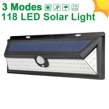 118LED, 3 формы, солнечный светильник, PIR датчик движения, настенный светильник, открытый, водонепроницаемый, для двора, охранный светильник, солнечный светильник, уличный светильник