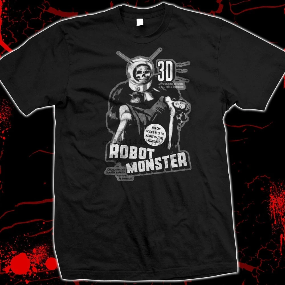 Robot Monster 50s Sci Fi Movie Poster Hand Silk screened Cotton T shirt |