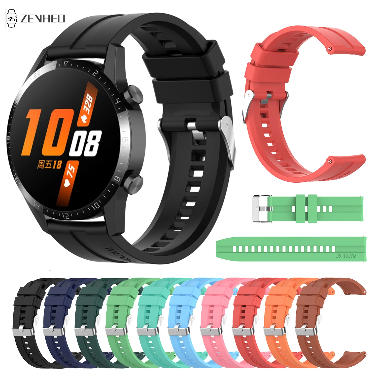 

Ремешок силиконовый для Huawei Watch GT2 GT3 GT4 46 мм GT 2e, сменный Браслет для часов Huawei Watch 4/4 Pro, 22 мм