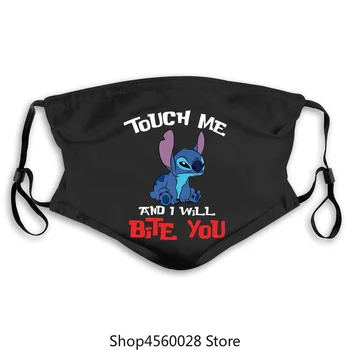 

Maschere a punto Touch Me And I Bite You Lilo e Stitch Maschera nera Maschera da cartone animato Uomo Unisex Maschera nuova moda