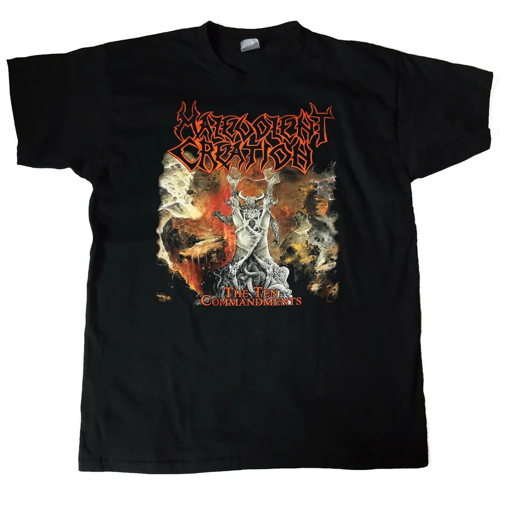 Malevolent Creation The Ten Commandments 1991 Album Cover T-Shirt Birthday Gift Tops TEE Shirt |