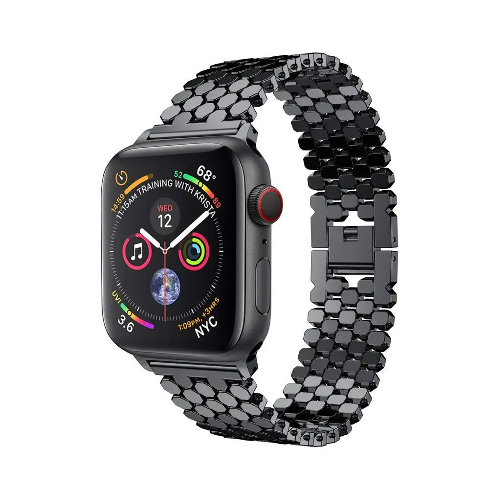 black Ремешок из нержавеющей стали для Apple Watch, 38 мм, 42 мм, металлический браслет correa, ремешок для iWatch, ремешок 44 мм, 40 мм, серия 5, 4, 3, 2, 1 - Цвет ремешка: black