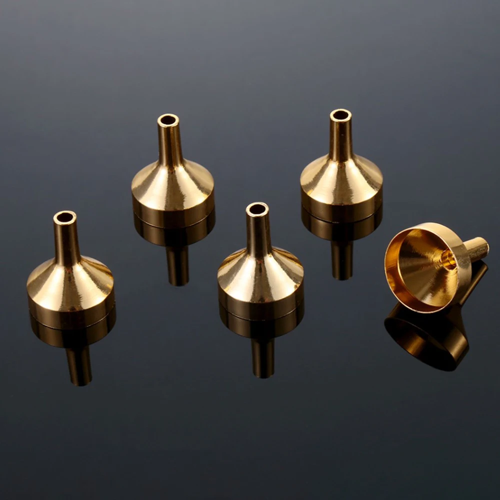 Mini Gold Funnel Aluminium Material for Filling Small Bottles Transferring Liquid Refill Perfume Essential Oil Lab 10 Pieces metal funnels
