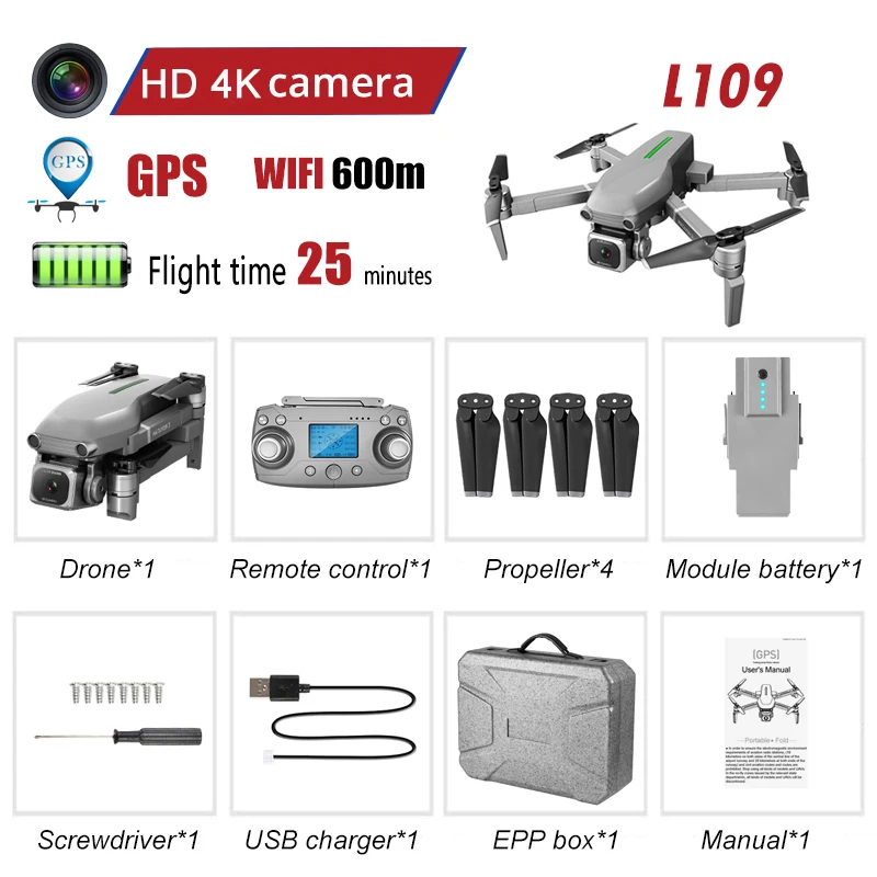 JC21-E-1B Радиоуправляемый квадрокоптер gps 4K HD камера Дрон 5G wifi FPV складной селфи Дрон Профессиональный 25 минут 1000 м большой дистанции Дрон игрушки - Цвет: JC21-E-1B