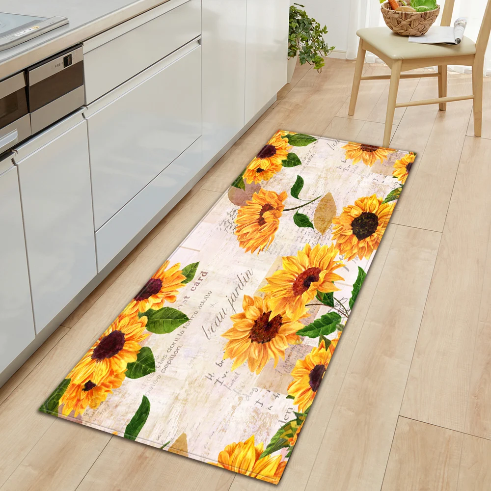 3D Sunflower Non-Slip Rug Kitchen Living Room Mat Doormat Bathroom Carpet Mat 