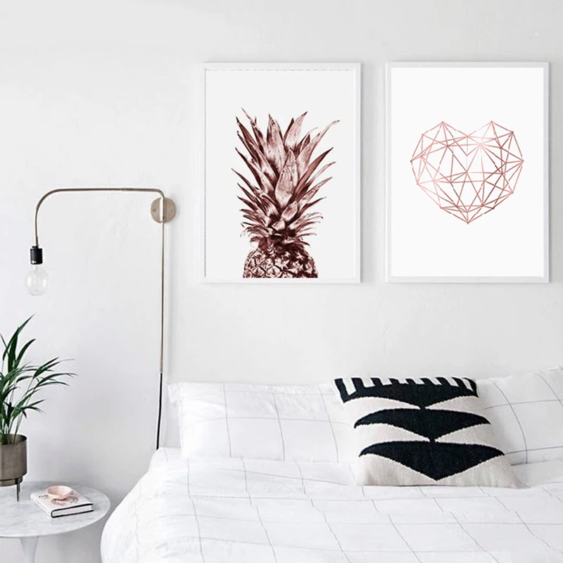 Geometric Heart Canvas Painting Wall Art Tropical Pineapple Posters and Prints Scandinavian Fashion Picture Home Design Decor | Дом и сад
