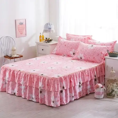 Bedskirt 2 Rufflers, Корейская кровать, юбка, матрас, покрывало для кровати, набор эластичных простыней, 160 см X 200 см/180 см X 200 см, sabanas drap de lit - Цвет: Bedskirt 2