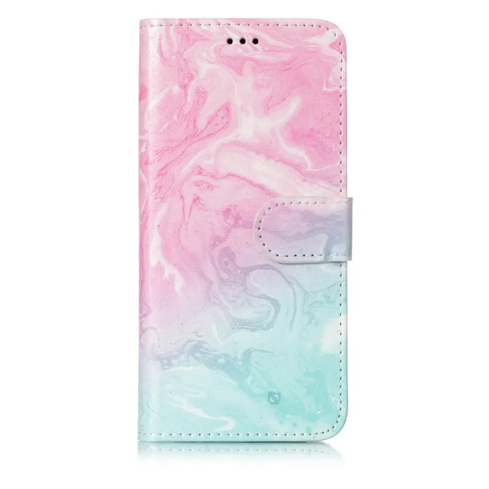 Милый рисунок кожаный чехол для телефона для samsung Galaxy S9 S8 плюс S7 S6 край S5 j3 j5 j7 Note 9 8 откидная крышка DP01G - Цвет: Pink Green Marble