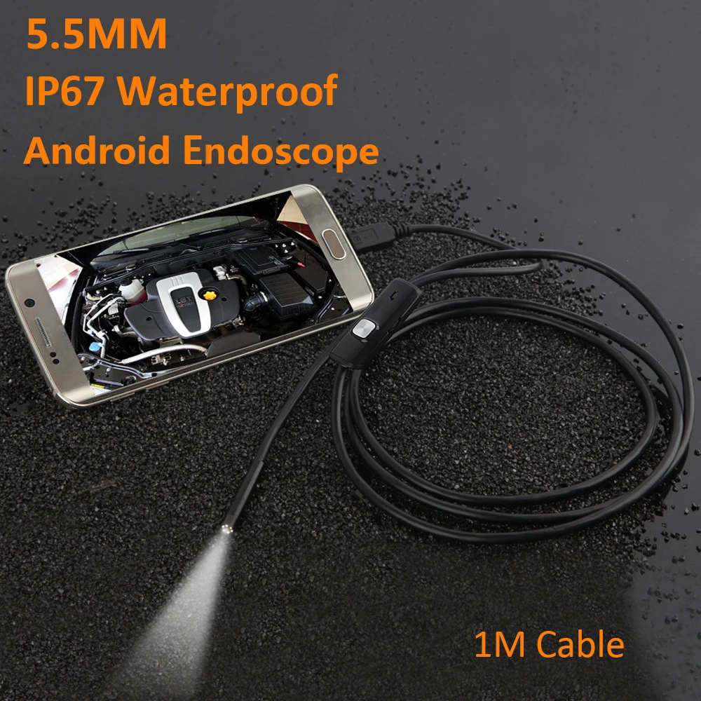 AN98B телефон эндоскоп 5,5 мм 5 м кабель 640*480 HD USB Водонепроницаемый эндоскоп, бороскоп для исследований камера для Android мобильного телефона ПК