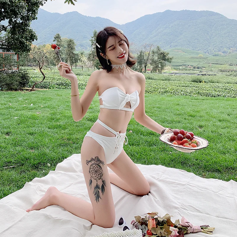 

Swimming Costume Bathing Suit 2019 Swimsuit For Surfing Women Swimwear Woman New Ins Network Red White Sexy Belt Female