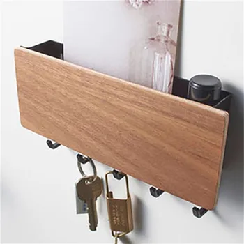 

New Perforated Wall-Mounted Wooden Decorative Wall Shelf Sundries Storage Box Hanger Key Frame Wooden Wall Shelf