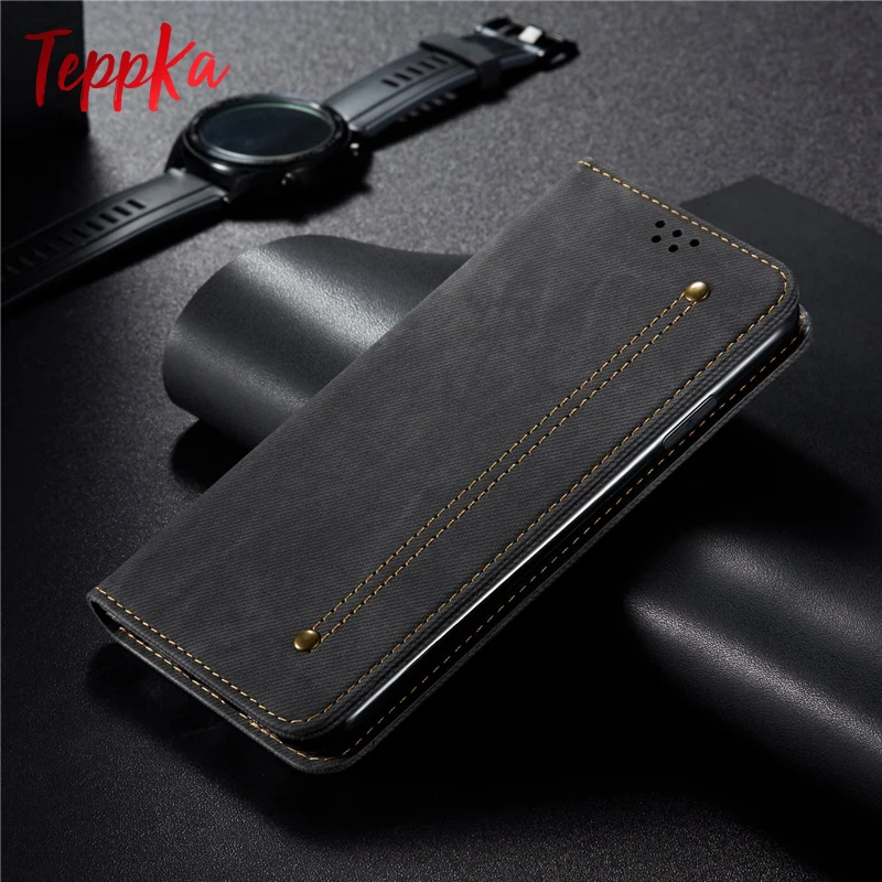 Retro Flip Case For Samsung Galaxy M30S Luxury Denim Fabirc Stand Wallet Magnetic Filp Coques | Мобильные телефоны и