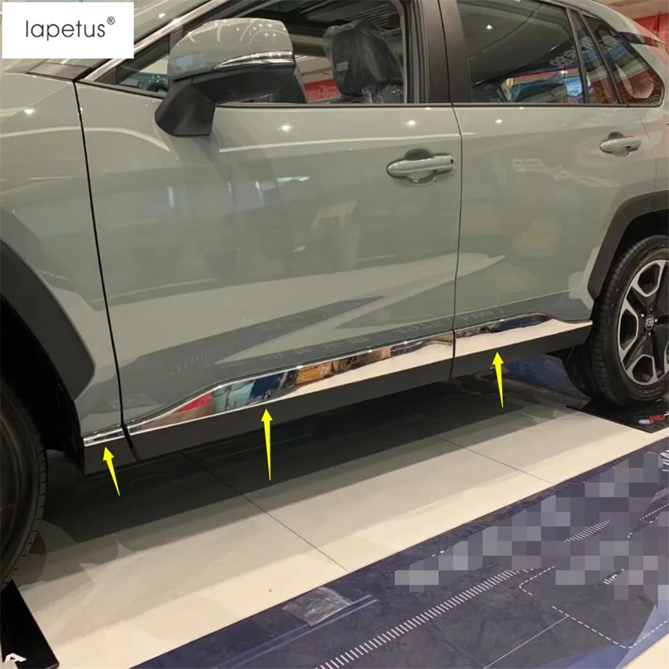 Аксессуары Lapetus, подходят для TOYOTA RAV4 RAV 4 ABS молдинг для двери, накладка на нижнюю панель, хромированное углеродное волокно