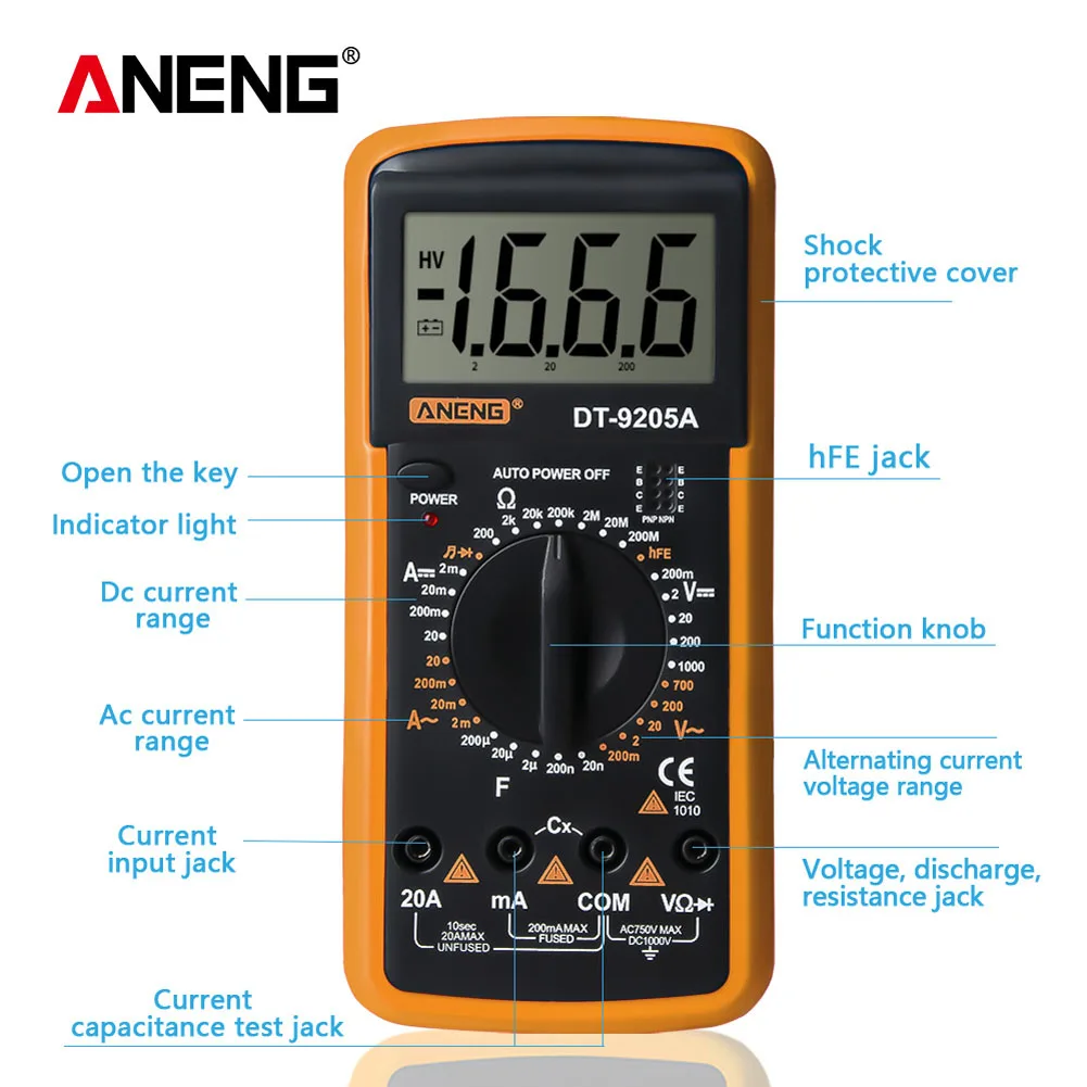

LCD Display Digital Multimeter Alternating/Direct Voltage Current Resistance Capacitance Diode Triode Tester Digital Multimeter