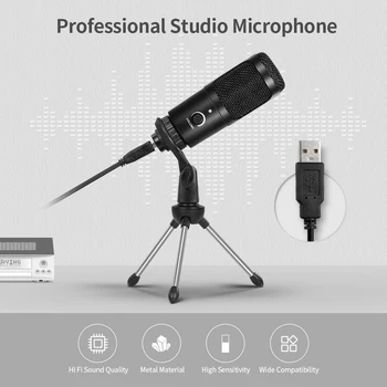 

Recording Microphone Professional Studio Microphone USB Metal Condenserwith Cardioid Studio Recording Mic for PC Laptop