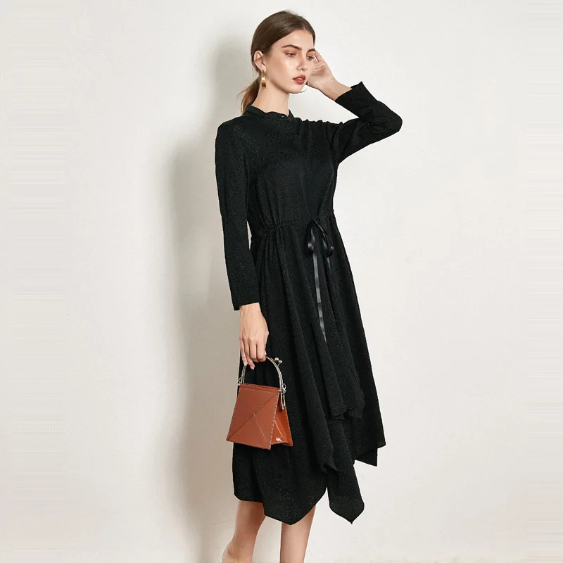 Nieuwe Mode vrouwen Zijden Jurk 2019 Herfst Nieuwe Zijde Zijde Nobele Temperament Trekkoord Taille Afslanken Lange Rok Polyester Nieuwe Mode vrouwen Zijden Jurk 2019 Herfst Nieuwe Zijde Zijde Nobele Temperament Trekkoord Taille Afslanken Lange Rok Polyester