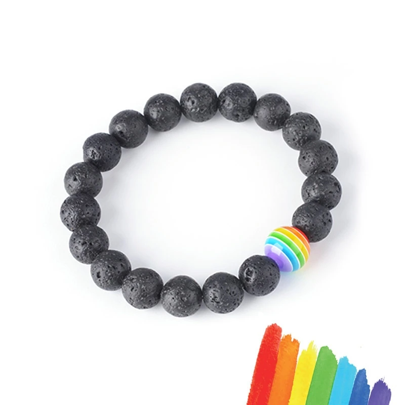 MIQIAO pulsera con símbolo de lesbiana Gay para hombre y mujer, brazalete  con bola de Color arcoíris de Volcano Rock, joyería a la moda, regalo de  pareja de amigos, Anime bohemio|Pulseras de