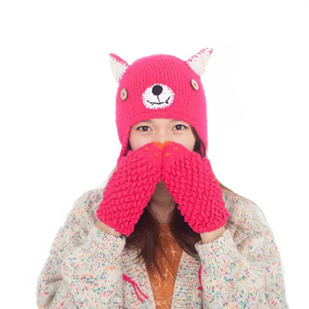 

BomHCS трикотажные раньше и перчатки с животными и ушками Женская юбка для косплея (шапка S для детей 48-50 см, L для взрослых 53-61 см)