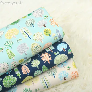 

110x45cm Thin Cotton fabric by half Yard Printed Tree Leaves Cloth for DIY sewing Kids Dress Bag Home Decor Handmade Material