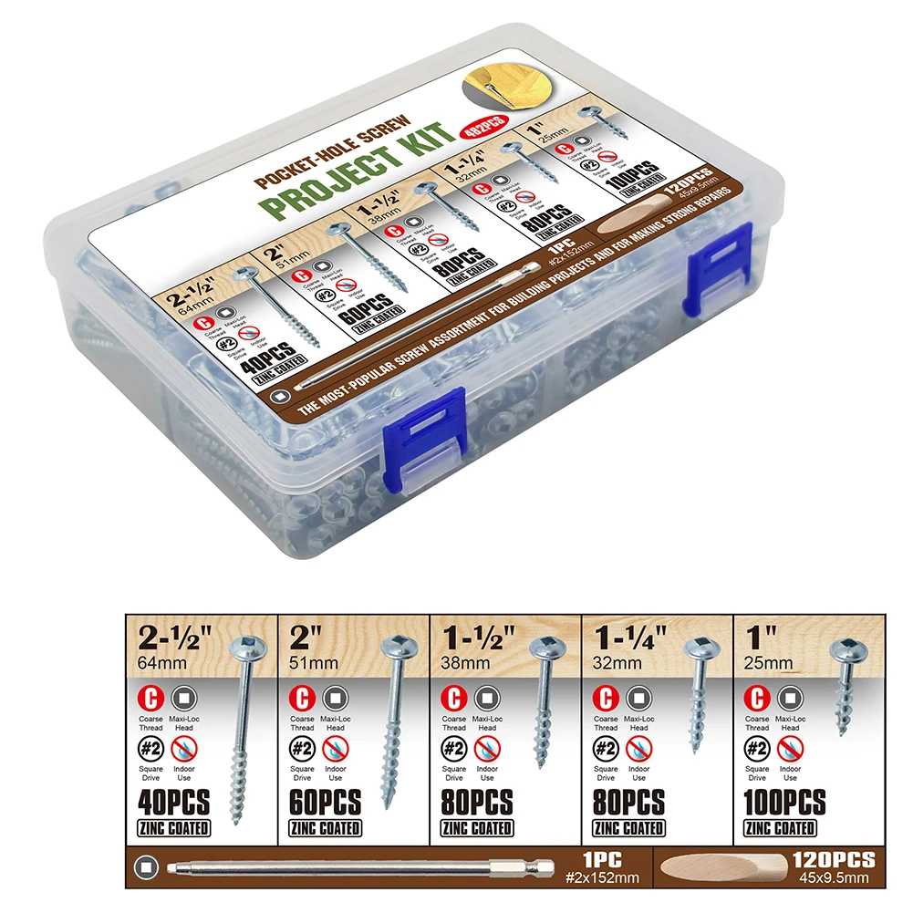 Набор винтов для работ по дереву 5 размеров|Фреза| |