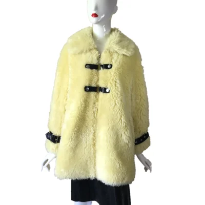 Новинка, меховое пальто Barsa из полной шерсти, Женская куртка из натурального овечьего меха, куртка из овечьей кожи для очень холодной зимы, большой размер F1104 - Цвет: yellow