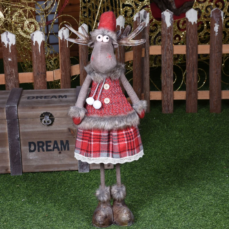 Натальные фигурки лося, рождественские украшения для дома, выдвижная игрушка "Северный олень", красные рождественские куклы, подарок на год, Счастливого Рождества