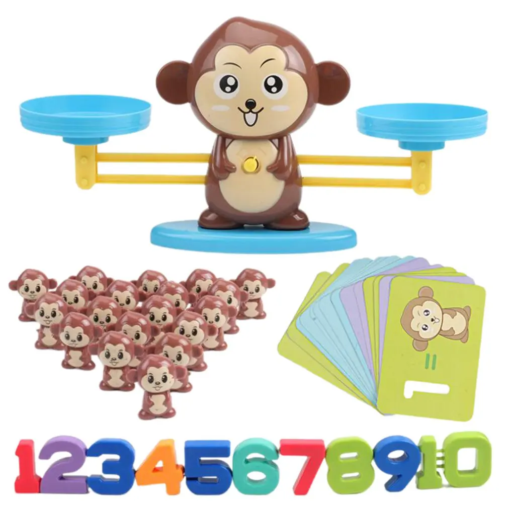 

Baby Monkey Digital Balance Toy Plus Or Minus Puzzle Balance Enlightenment Science Education Toy Random Colors