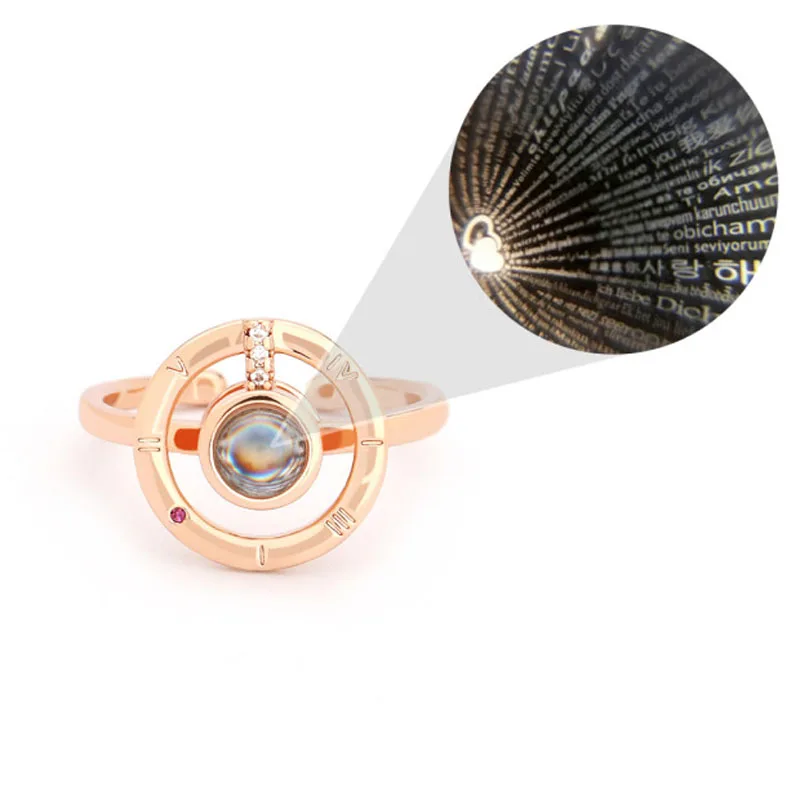 Fashion 100 languages Ring for Women I love you Projection Rings Crystal Bague Adjustable Engagement Wedding Gift | Украшения и