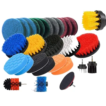 

31Pcs Drill Brush Attachment Kit Cleaning Electric Brush Drill Powered Spinning Brush Car Polishing Pad Kit