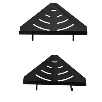 

Wall Mounted Matt Black 2 Tier Shower Caddy Bathroom Corner Shelf Rack Shower Storage Triple-Cornered