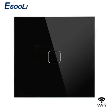 

EsooLi EU/UK Standard Smart Home 1 Gang 1 Way Wall Touch Switch, Crystal Glass Switch Panel, 220-250V, wireless light switch