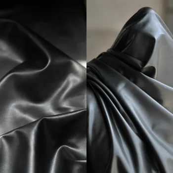 

ZENGA 100x145cm Black Matte Leather Faux Leather Stretch Vinyl Polyester Lycra Spandex Apparel Craft Fabric For Leggings Pants