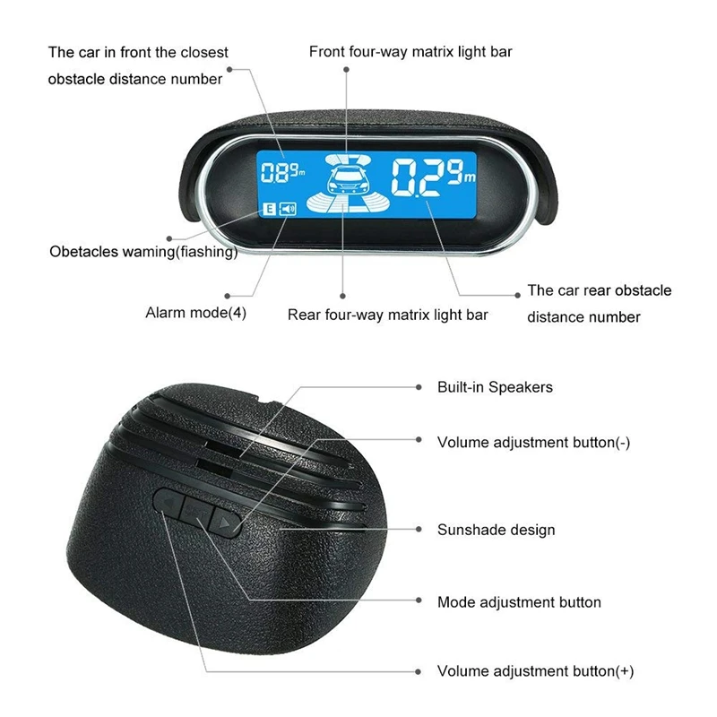 Автомобильный ЖК-датчик парковки комплект, двухъядерный передний и задний обратный R-Adar система ЖК-дисплей комплект с 8 датчиками s, который может бесплатно к Swi