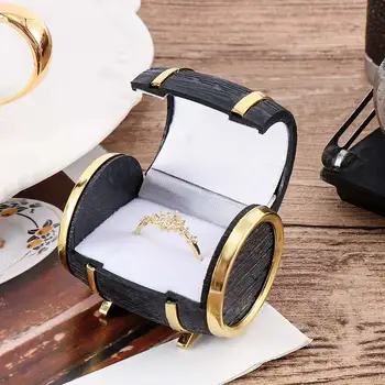 

Fashion Pop Novelty Charming Beer Barrel Velvet lined Ring Earring Jewelry Display Gift Box Case