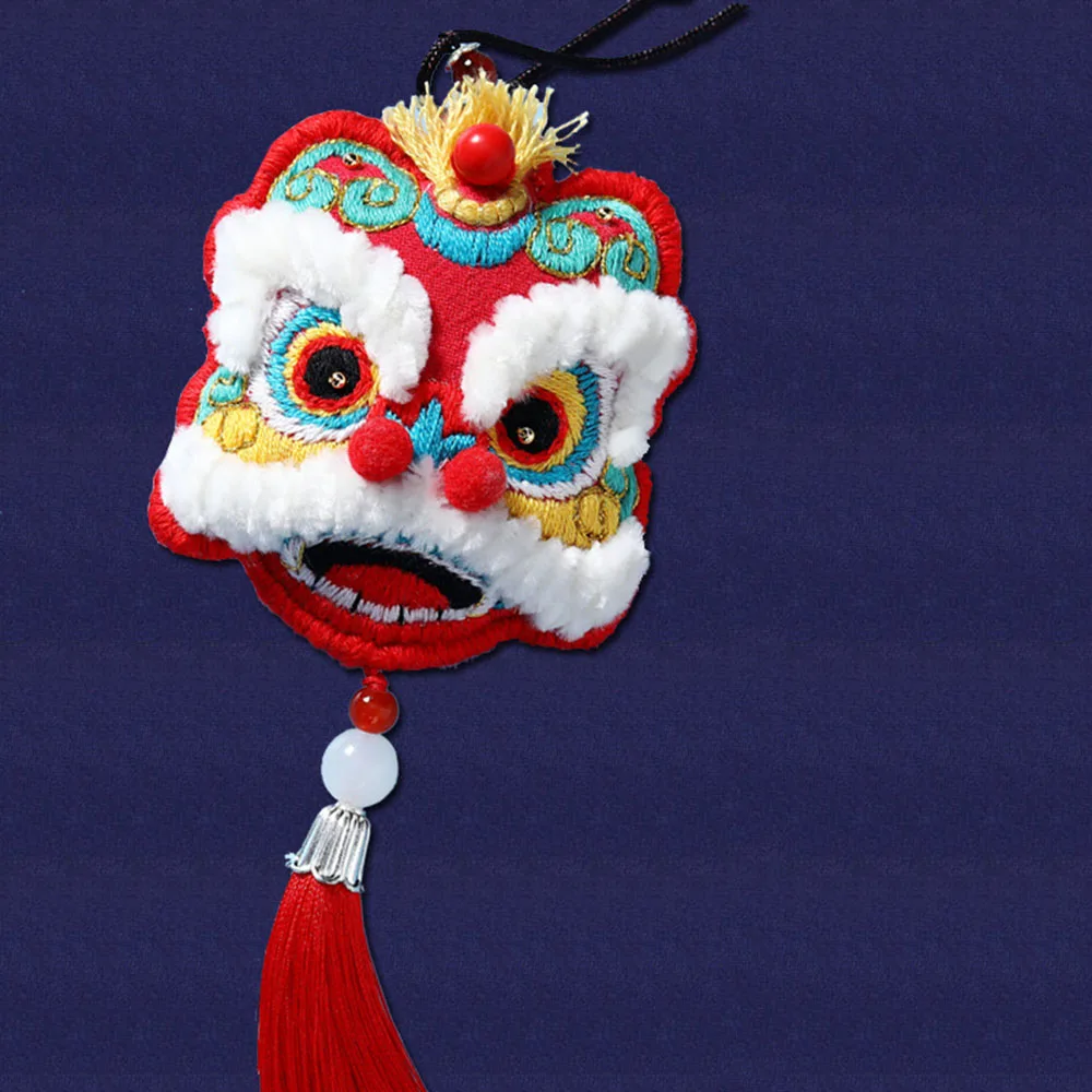 

Embroidery Diy Handmade Lion Dance Material Bag Beginner Imperial Guardian Body Peace Charm Pouch Sachet Handwork Cross Stitch
