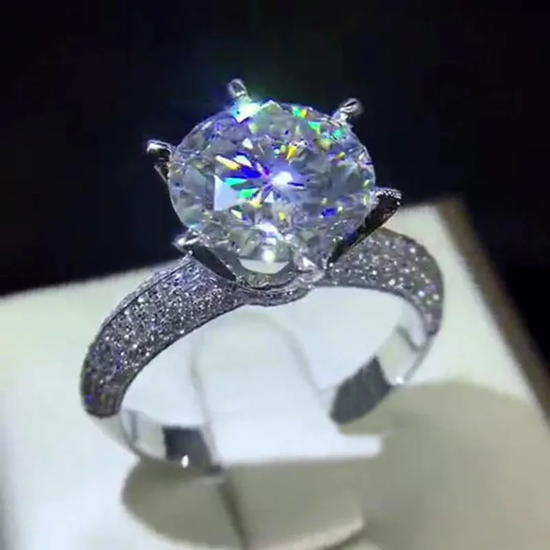 Solitaire Promise Кольца для женщин 925 пробы серебро 3ct AAAAA cz Женское Обручальное кольцо обручальное свадебное ювелирное изделие подарок