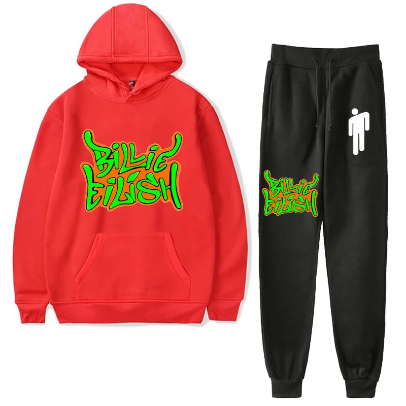 924-925h-bj-1219.5 Billie Eilish Детская толстовка с капюшоном; одежда; худи для мальчиков зимняя одежда для детей ясельного возраста, толстовка, штаны, леггинсы, 2 шт./компл. Детский костюм комплекты для маленьких девочек - Цвет: 924-925h-bj-1219.5