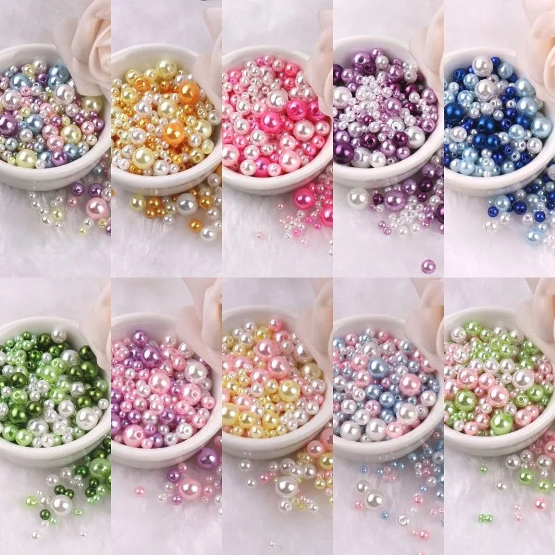 Description Picture 2 of item150-200Pcs/Pack Imitation Pearl Mix Size 3-8mm Beads With Hole Colorful Pearls Round Acrylic Pearls For DIY Craft Garment Access