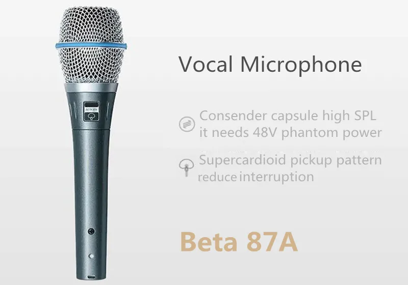 Finlemho студийный записывающий микрофон Phantom power профессиональная конденсаторная капсула Beta87A для Домашнего Караоке-конференции